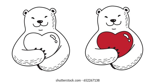 Bear Polar Bear Hug Heart Valentine Vector Illustration