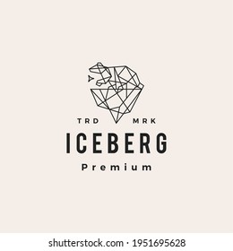 bear polar ice berg geometric polygonal hipster vintage logo vector icon illustration