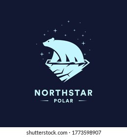 bear polar iceberg logo icon flat design