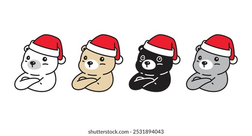 Urso polar natal santa claus que braços cruzados desenhos animados