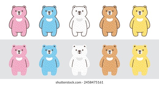 Bear polar icon doll teddy vector pastel fur pet cartoon character logo symbol illustration clip art isolated design