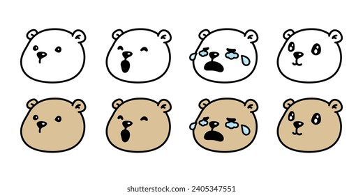 Bear polar icon face head laughing crying vector teddy pet character cartoon symbol tattoo illustration animal clip art isolated design