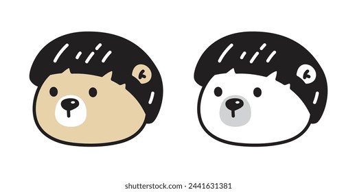 Bear polar icon face vector short hair bangs fringe hairstyles teddy pet head cartoon character logo symbol illustration clip art isolated design