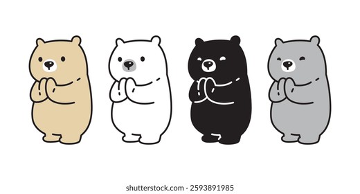 Bear polar icon hello sawaddee vector thai teddy pet cartoon character logo symbol illustration clip art isolated design