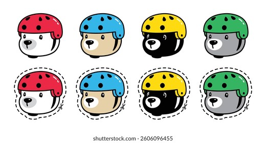 Bear polar icon helmet skateboard sport extreme sticker vector teddy pet cartoon character logo round symbol illustration isolated design