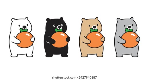 Bear polar icon orange vector fruit teddy pet cartoon character logo symbol illustration clip art isolated design