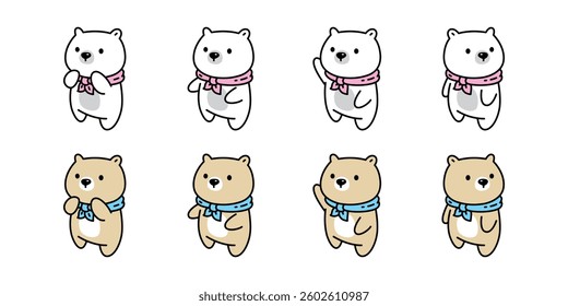 Bear polar icon scarf collar vector teddy pet cartoon character logo symbol illustration clip art isolated design