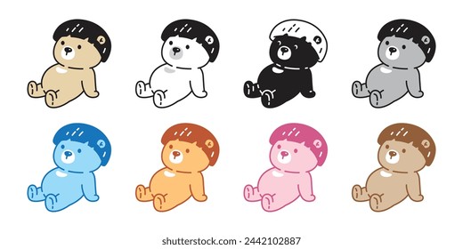 Bear polar icon sitting vector short hair bangs fringe hairstyles teddy pet head cartoon character logo symbol illustration clip art isolated design