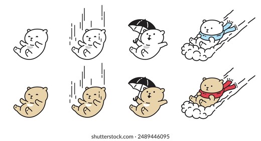 Bear polar icon teddy umbrella drop slide vector pet cartoon character logo symbol illustration clip art isolated design