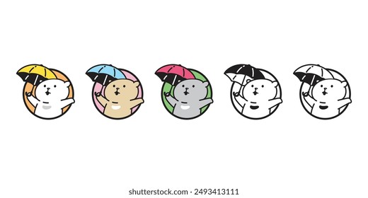 Bear polar icon teddy umbrella vector pet cartoon character logo symbol illustration clip art isolated design
