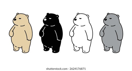Bear polar icon vector fat teddy pet cartoon character logo symbol illustration clip art isolated