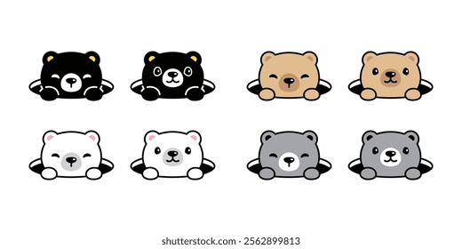 Bear polar icon vector hole pet character cartoon relax symbol tattoo illustration clip art isolated design