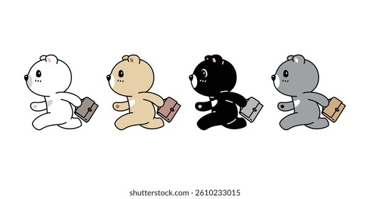 Bear polar icon vector running walking document bag teddy pet cartoon character logo symbol illustration clip art isolated