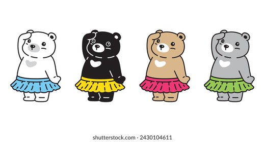 Bear polar icon vector teddy pet skirt cartoon character logo symbol illustration clip art isolated design