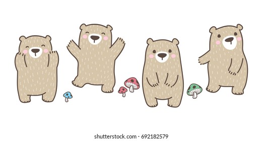 Bear Polar Bear mushroom vector icon doodle illustration 
