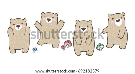 Bear Polar Bear mushroom vector icon doodle illustration 