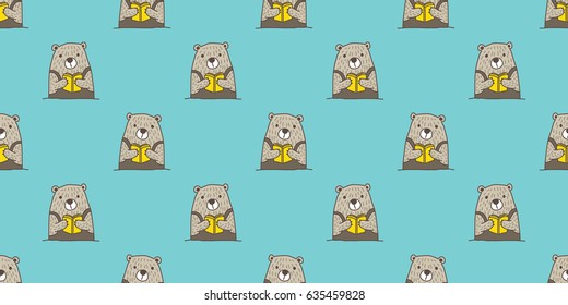 Bear Polar Bear Reading a book Seamless Pattern
