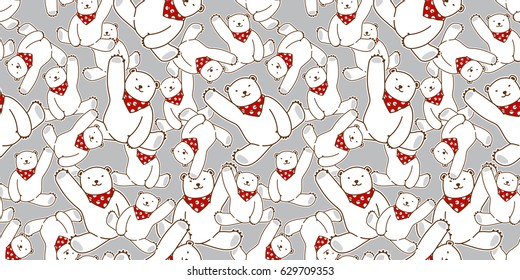 Bear Polar Bear red scarf polka dot Seamless Pattern