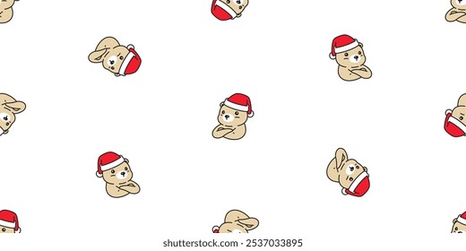 bear polar seamless pattern christmas santa claus hat illustration
