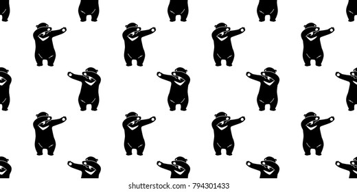 Bear Polar Seamless Pattern Bear Dab Dance vector wallpaper background isolated