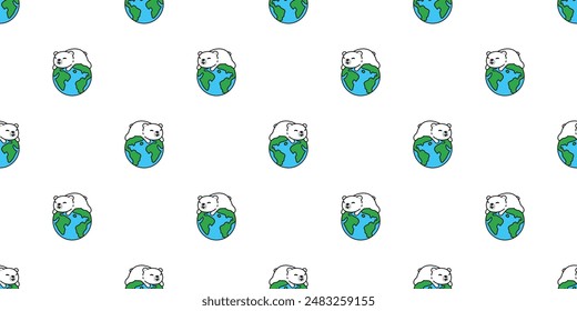 bear polar seamless pattern globe earth vector sleeping teddy pet doodle cartoon gift wrapping paper tile background repeat wallpaper illustration scarf isolated design