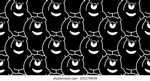 Bear polar bear seamless pattern panda vector isolated wallpaper illustration cartoon background black