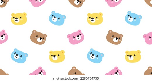 bear polar seamless pattern pastel teddy vector cartoon tile background gift wrapping paper repeat wallpaper scarf isolated doodle illustration design