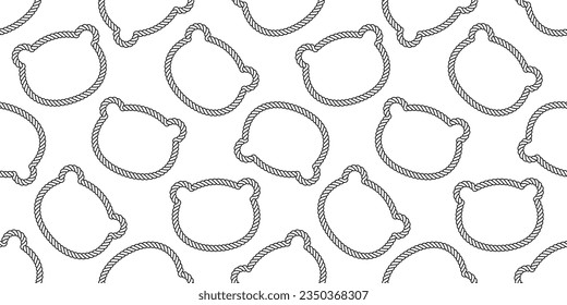 bear polar seamless pattern rope face head cartoon vector teddy gift wrapping paper tile background repeat wallpaper doodle scarf isolated illustration design