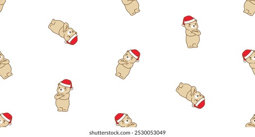 urso polar padrão sem emenda santa claus hat Natal braços cruzados cartoon