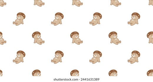 bear polar seamless pattern sitting vector short hair bangs fringe hairstyles teddy pet doodle cartoon gift wrapping paper tile background repeat wallpaper illustration scarf isolated design