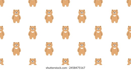 bear polar seamless pattern smile teddy doll fur vector pet cartoon doodle gift wrapping paper tile background repeat wallpaper illustration scarf isolated design