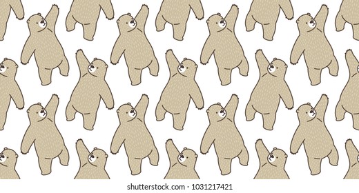 Bear polar bear seamless pattern teddy doodle vector isolated wallpaper background brown