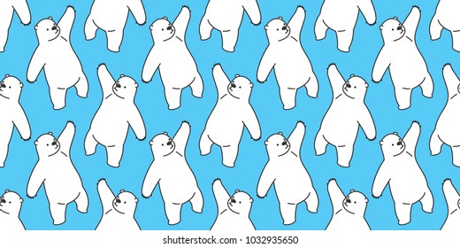 Bear polar bear seamless pattern teddy doodle vector isolated wallpaper background blue