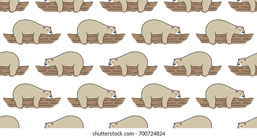 Bear Polar Bear sleep log doodle vector seamless pattern wallpaper background