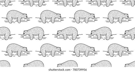 Bear Polar Bear sleep log vector doodle seamless pattern wallpaper background