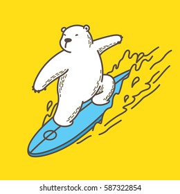 Bear Polar Bear surf Ocean sea illustration yellow