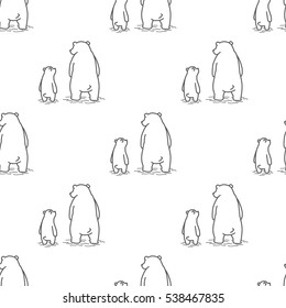 Bear polar bear teddy Dad and son doodle vector Seamless Pattern isolated wallpaper background White