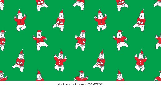 Bear polar teddy dance Christmas Santa Claus doodle illustration seamless pattern vector wallpaper background