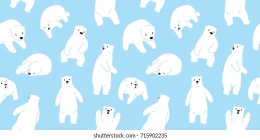 Bear Polar Bear Teddy Doodle Vector Seamless Pattern Wallpaper Background