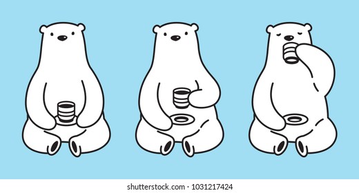 Bear polar bear vector drink tea coffee illustration character cartoon doodle