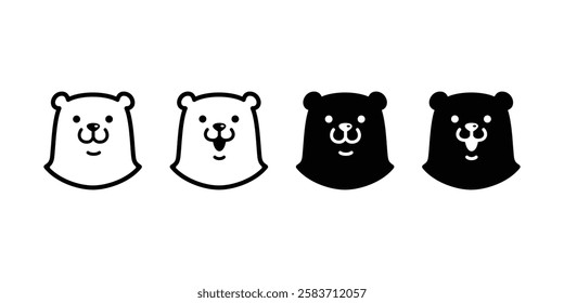 Bear polar vector head face icon character cartoon character doodle pet symbol tattoo illustration clip art isolated design