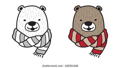 Bear Polar bear wear scarf vector illustration