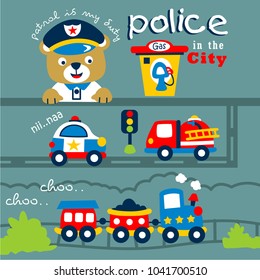 bear the police funny animal cartoon,vector illustration