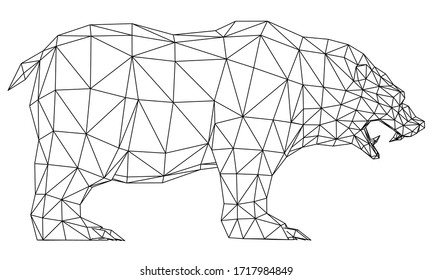Ilustración de líneas poligonales del oso. Oso vector abstracto sobre el fondo blanco