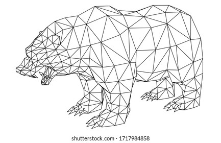 Bear polygonal lines illustration. Abstract vector bear on the white background