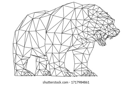 Ilustración de líneas poligonales del oso. Oso vector abstracto sobre el fondo blanco