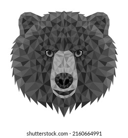 Bear polygonal. Low poly triangular brown bear face