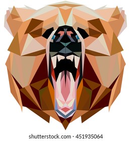 Bear. Polygonal Style Illustration Bear . Low poly illustration.Brown bear,