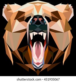 Bear. Polygonal Style Illustration Bear . Low poly illustration.Brown bear,