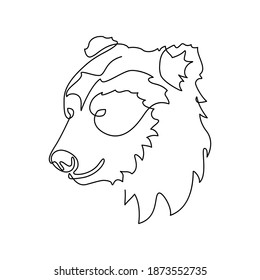 Bear portrait in continuous line art drawing style. Brown bear head minimalist black linear sketch isolated on white background. Vector illustration